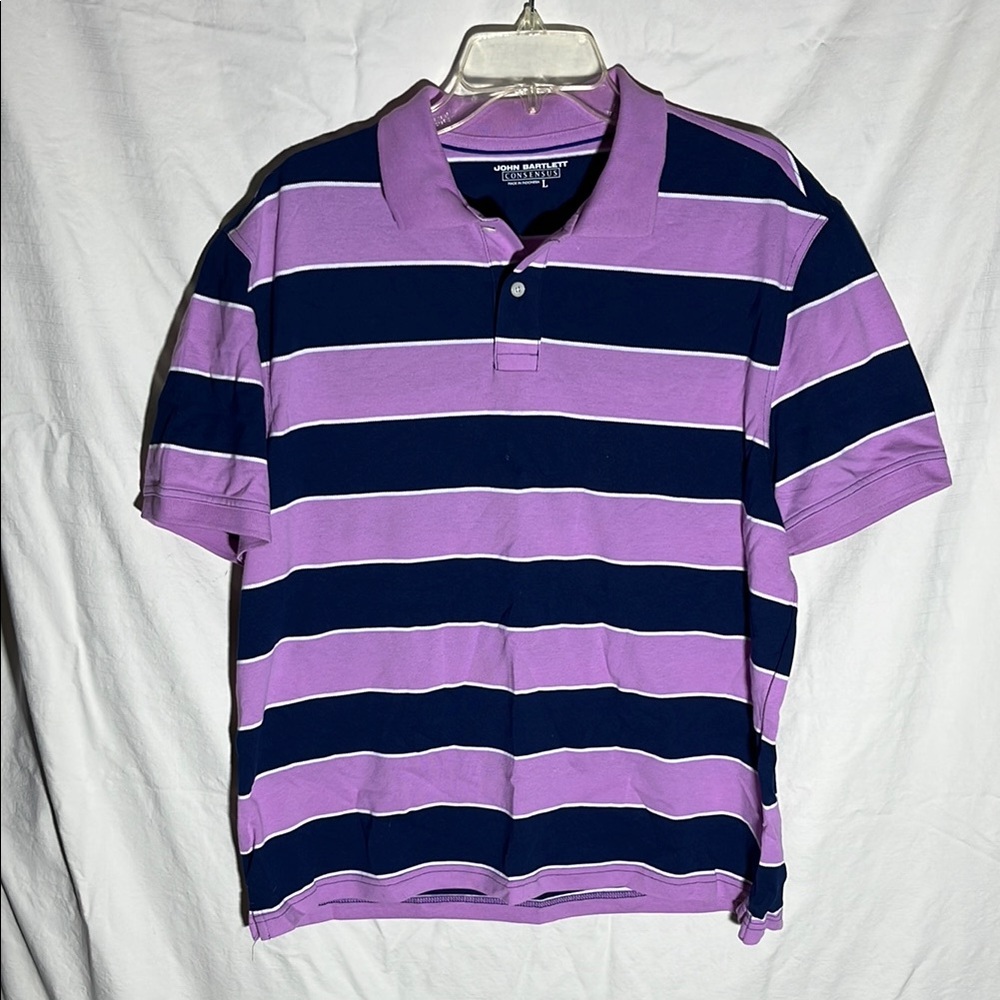Stylish Purple and Blue Striped Polo Shirt